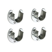 OUNONA 4PC 32MM Clothes Rail Closet Clothes Rail Curtain Rod Shower Curtain Rod Round Tube Heavy Duty Closet U-Shaped Rod End Supports Closet Pole Sockets Flange Rod Holder with Screws